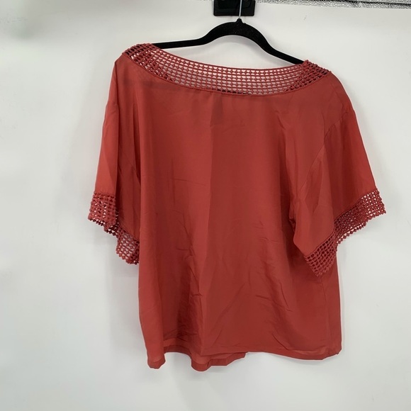 WILLI SMITH Crochet Trim Flowy Top Mauve Silky M - Picture 4 of 5